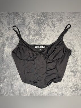 Black Corset-Style Crop Top